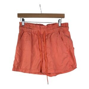 Loft Orange Summer Beach Loose High Rise‎ Pull On Shorts W/ Pockets Sz Small